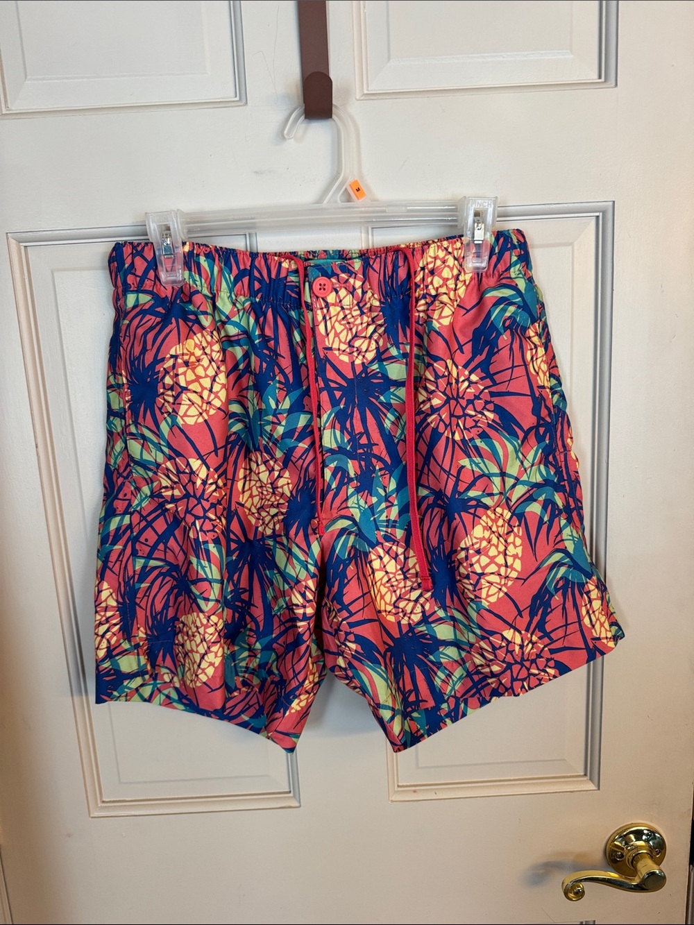 Men's Pink Pineapple Print Swim Bermudas